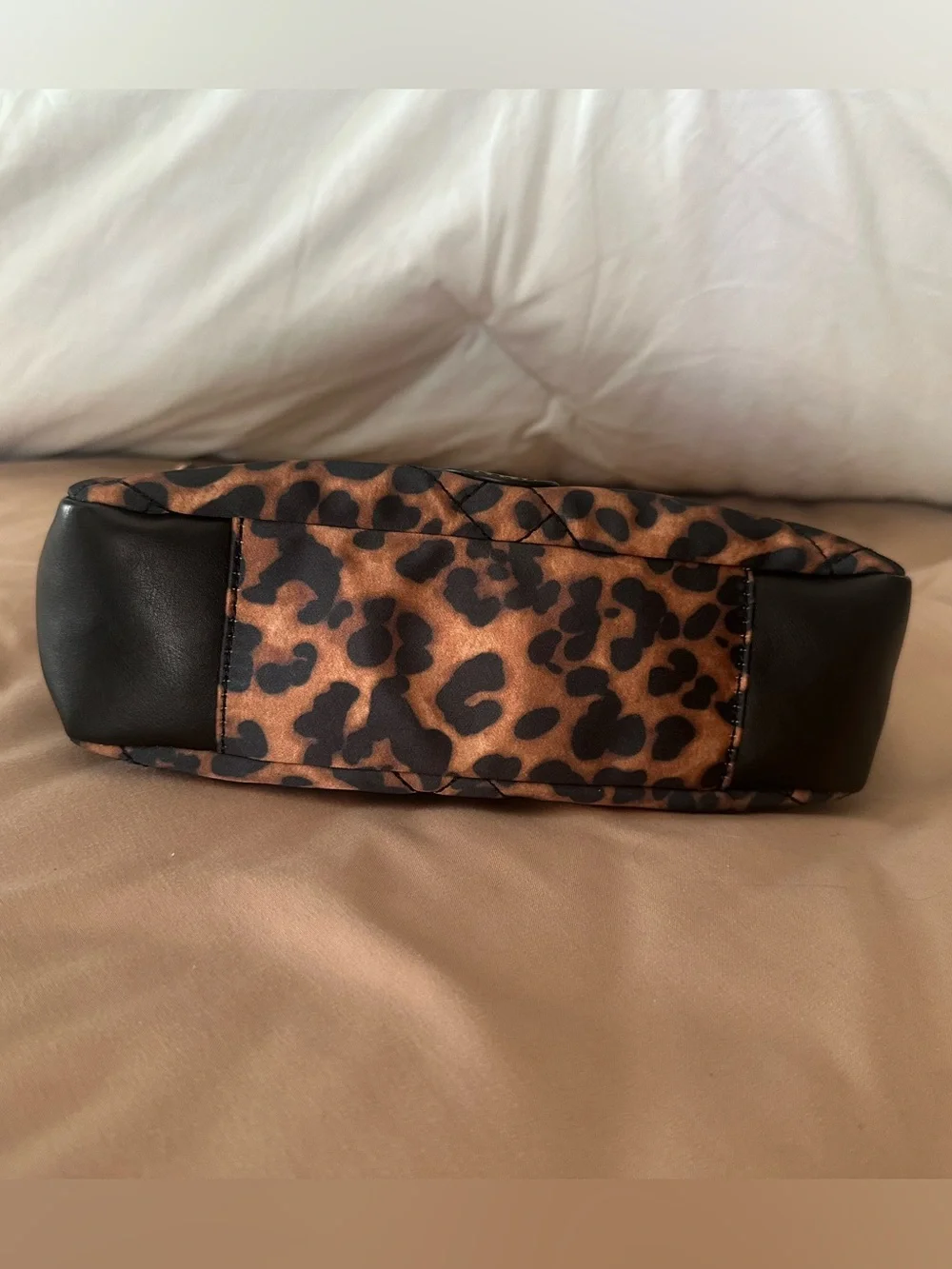 Kurt Geiger Leopard Print Quilted Hobo with Gold Chain